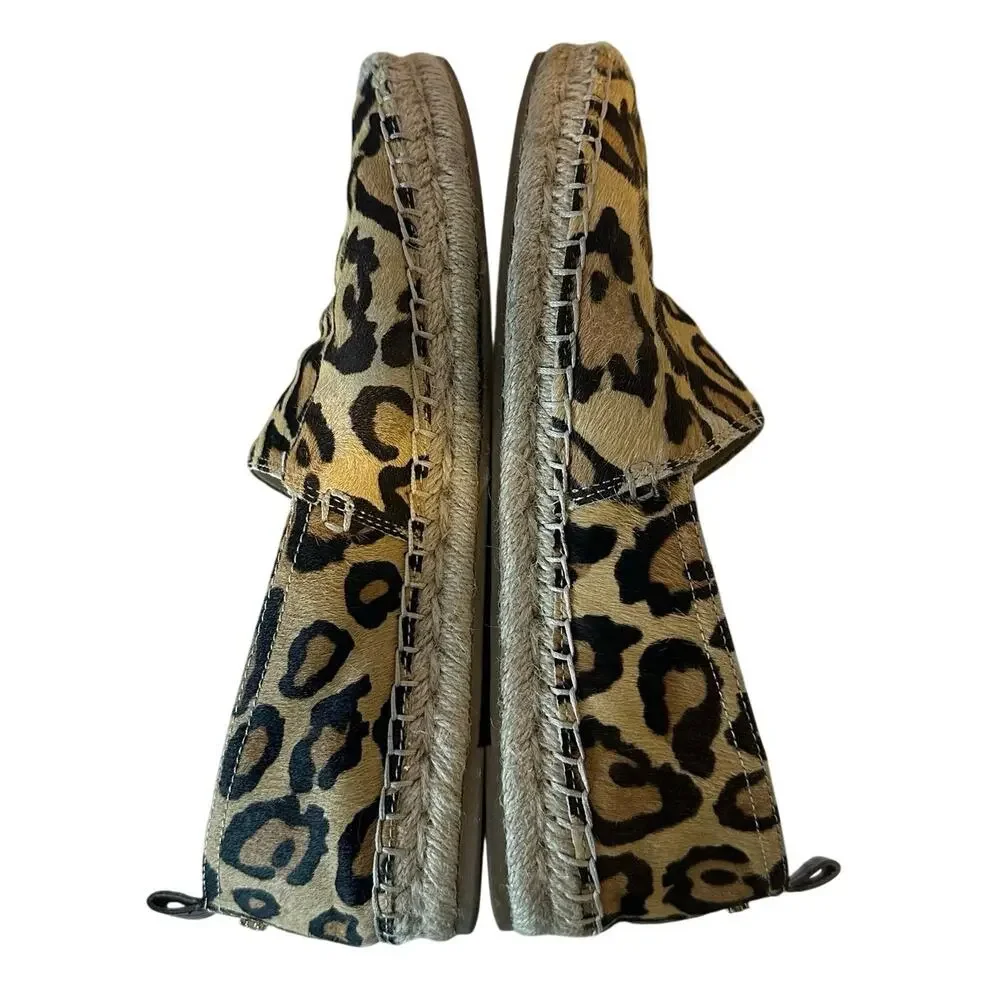 Sam‎ Edelman Khloe Calf Hair Leopard Print Espadrille Slip On Loafers Size 8